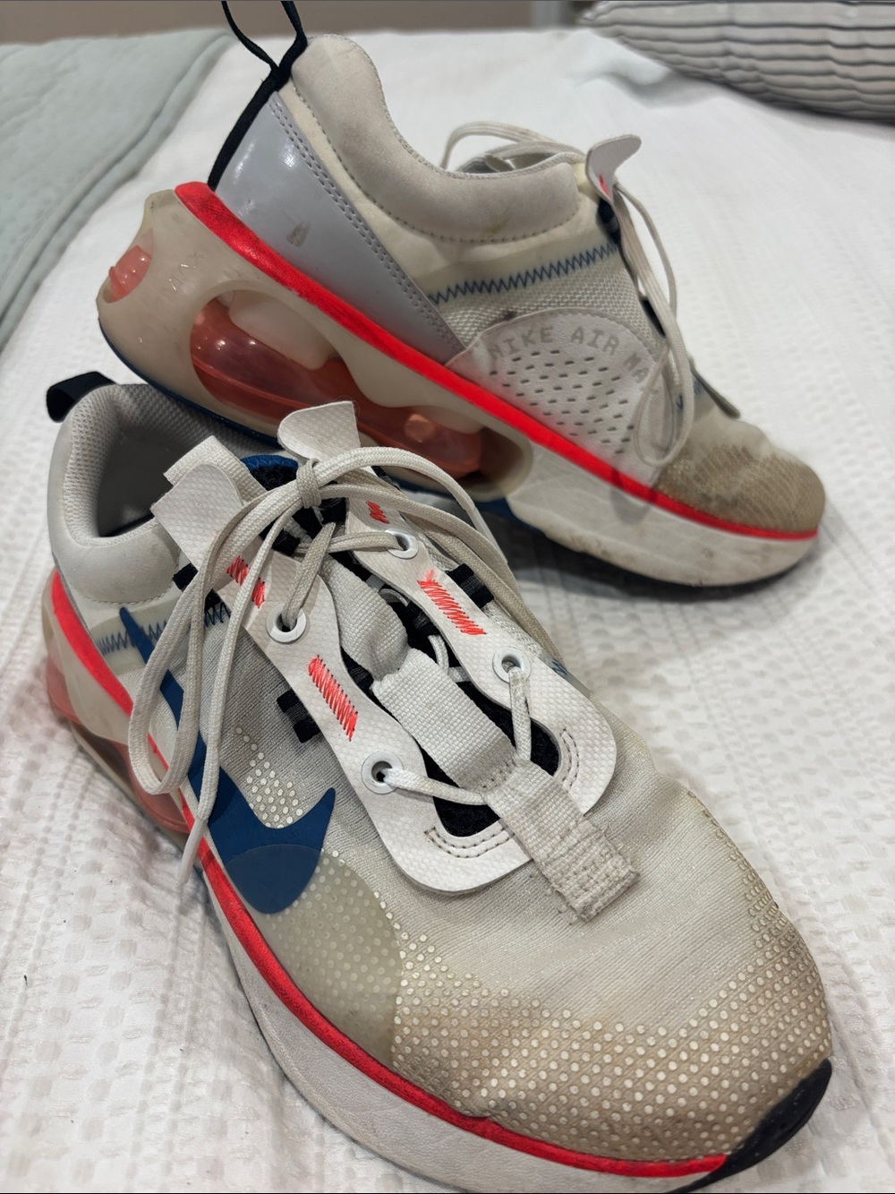 Nike Kids White, Blue & Coral Air Bubble Sneakers